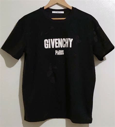 black givenchy t shirt with red letters|Givenchy distressed t shirt.